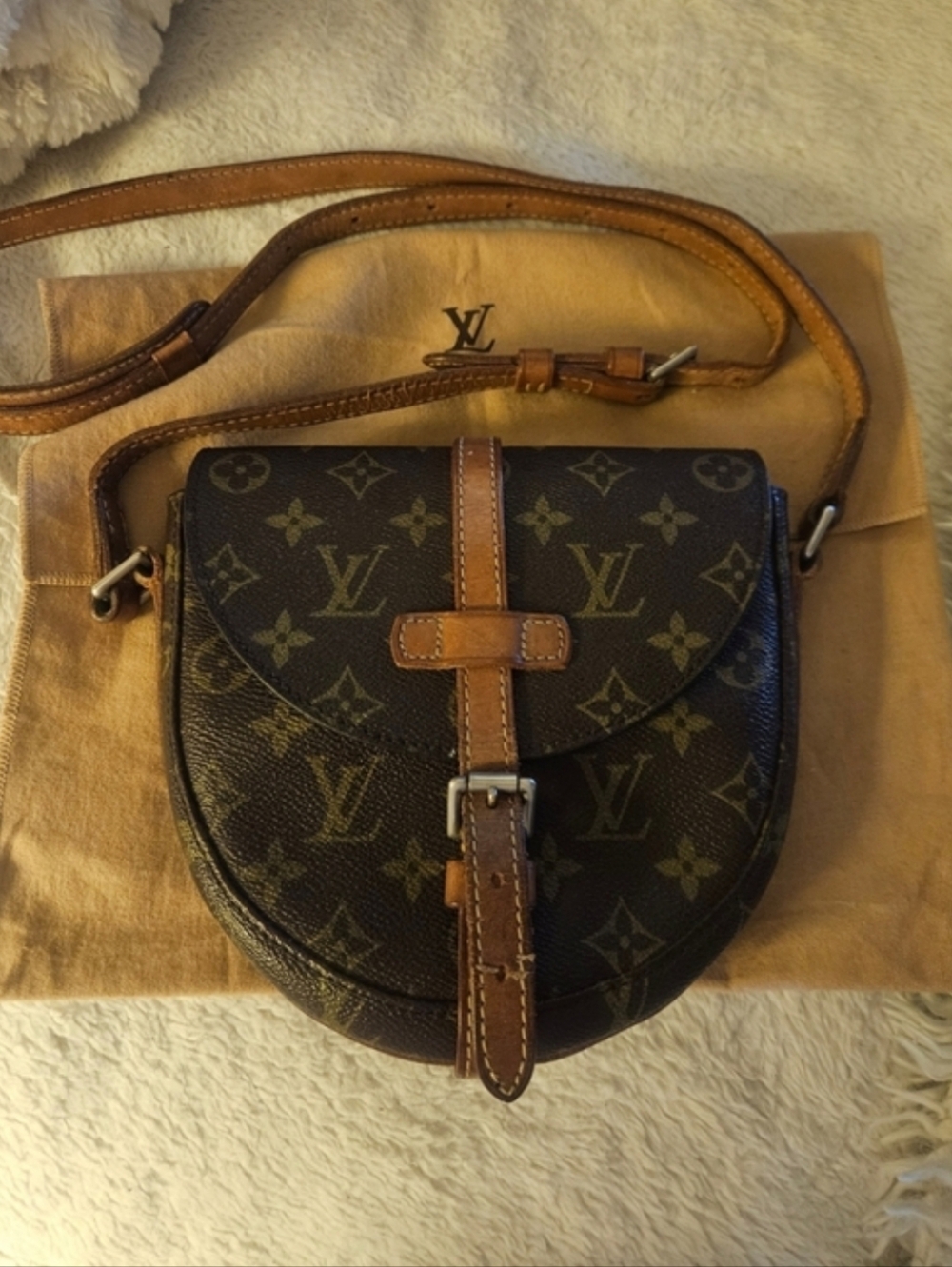 Louis Vuitton Chantilly Mini Crossbody  Saddle Bag Brown Monogram Coated Canvas